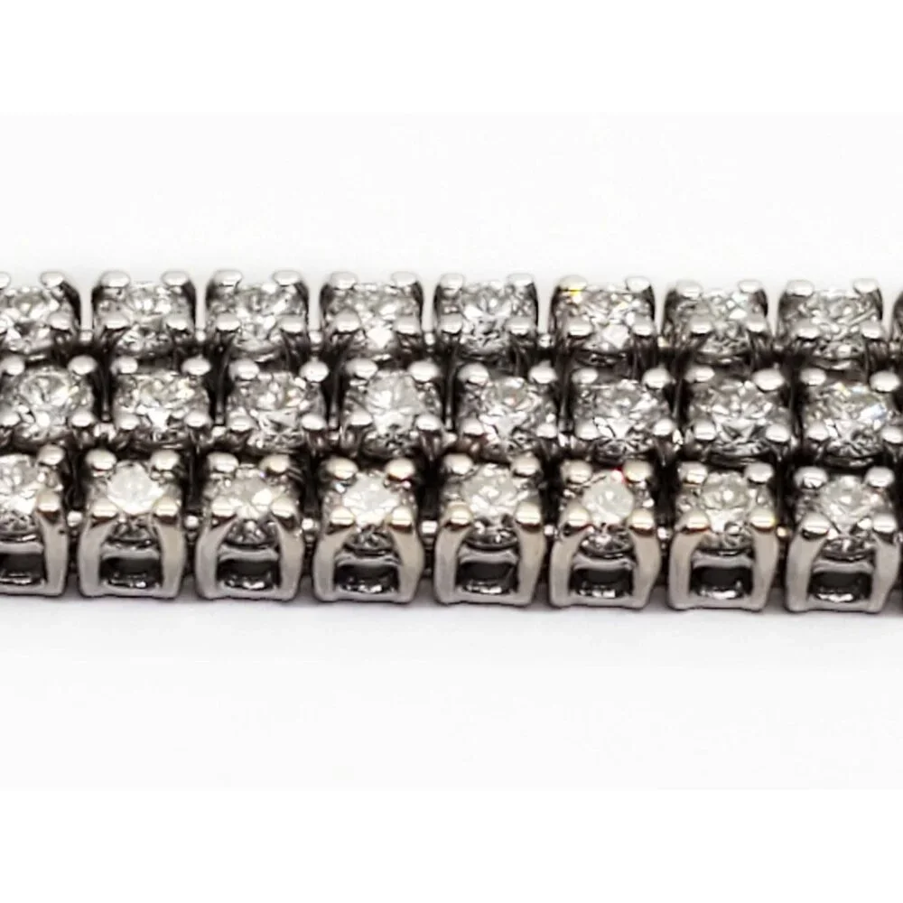 Hearts On Fire 6.93 ctw Natural Diamond Triple Strand Bracelet 18k White Gold - Picture 3 of 10